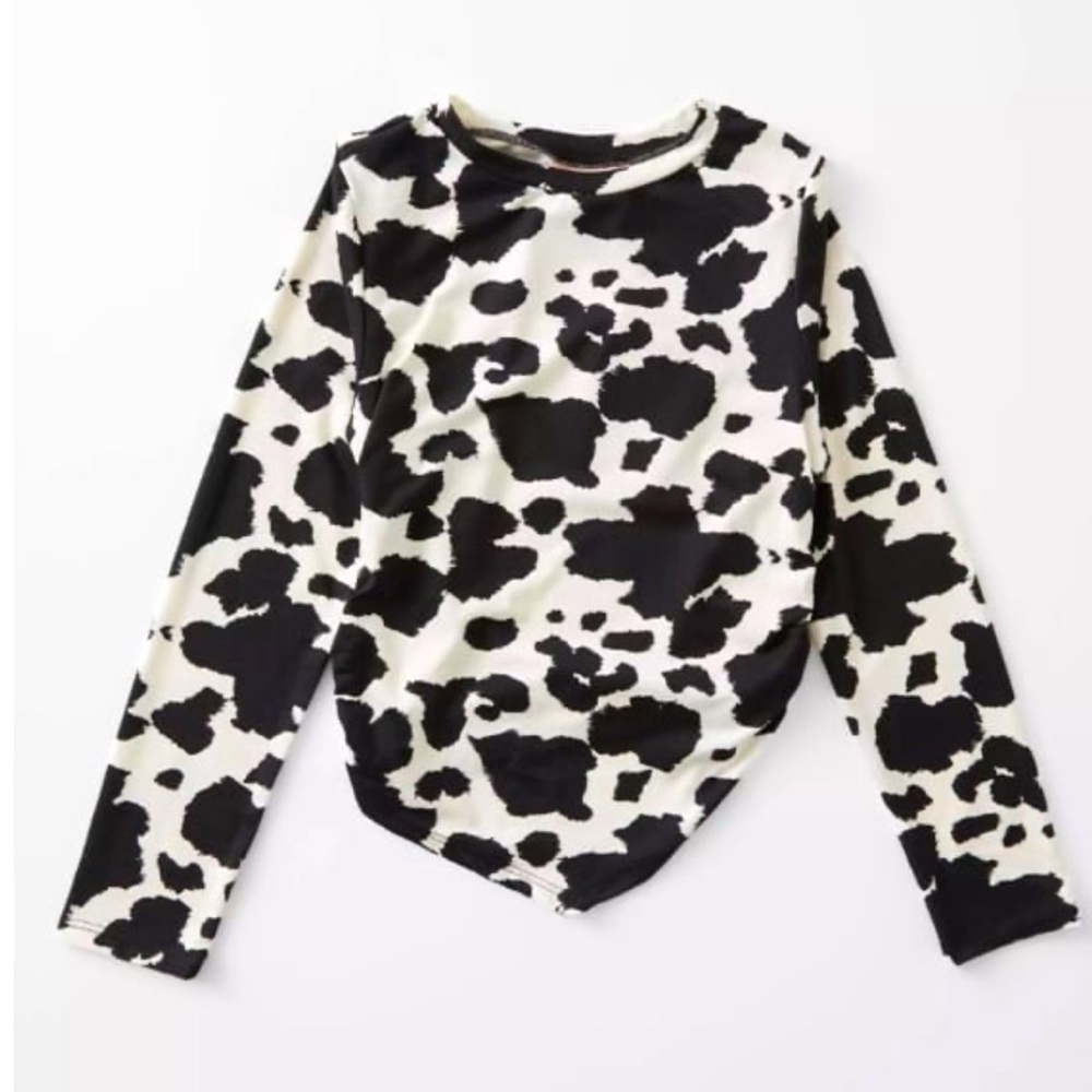WILLOW & ROOT Girls - Cow Print Top